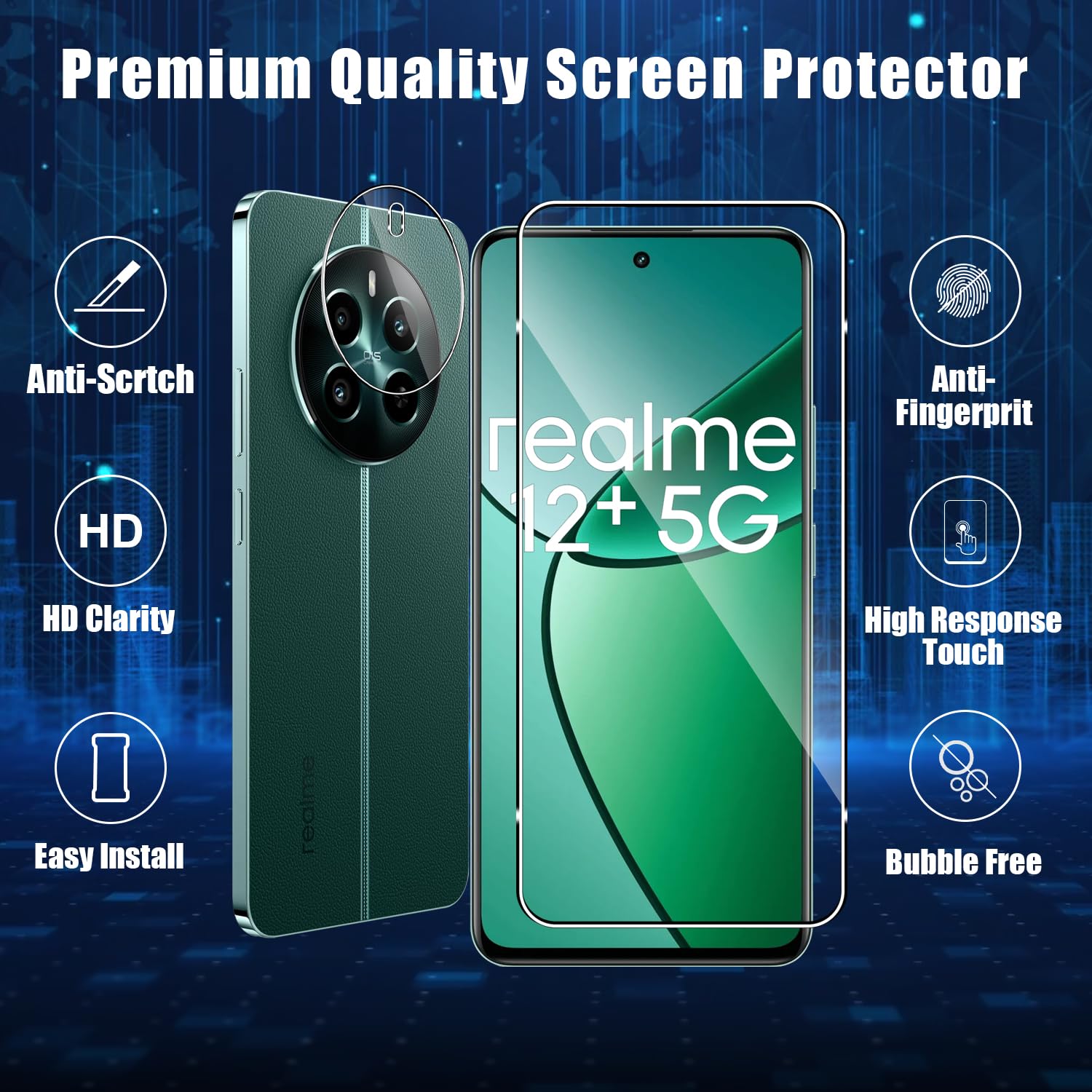 Displayschutzfolie + Kameraschutz Für Realme 12 Pro / 12 Pro Plus – 2+2 Stück, 9H Härte, Blasenfrei, Kratzfest