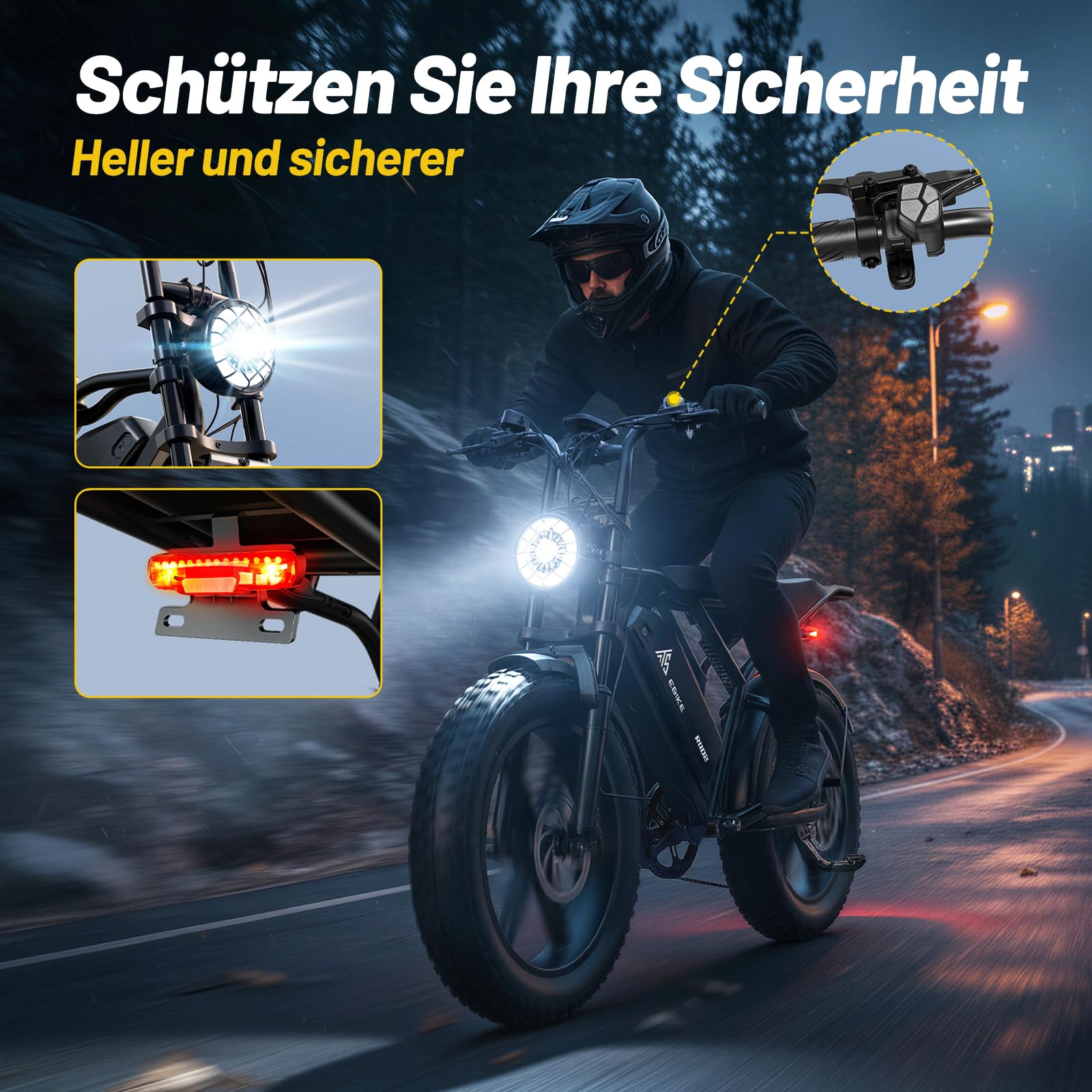 TST E Bikes Mountainbike Fatbike 20 Zoll Elektrofahrrad Herren Damen Elektro Fahrrad mit APP-Steuerung und Federung, E Fatbike 48V 15Ah/ 25Ah Batterie 250W Motor 25km/h E Fahrrad