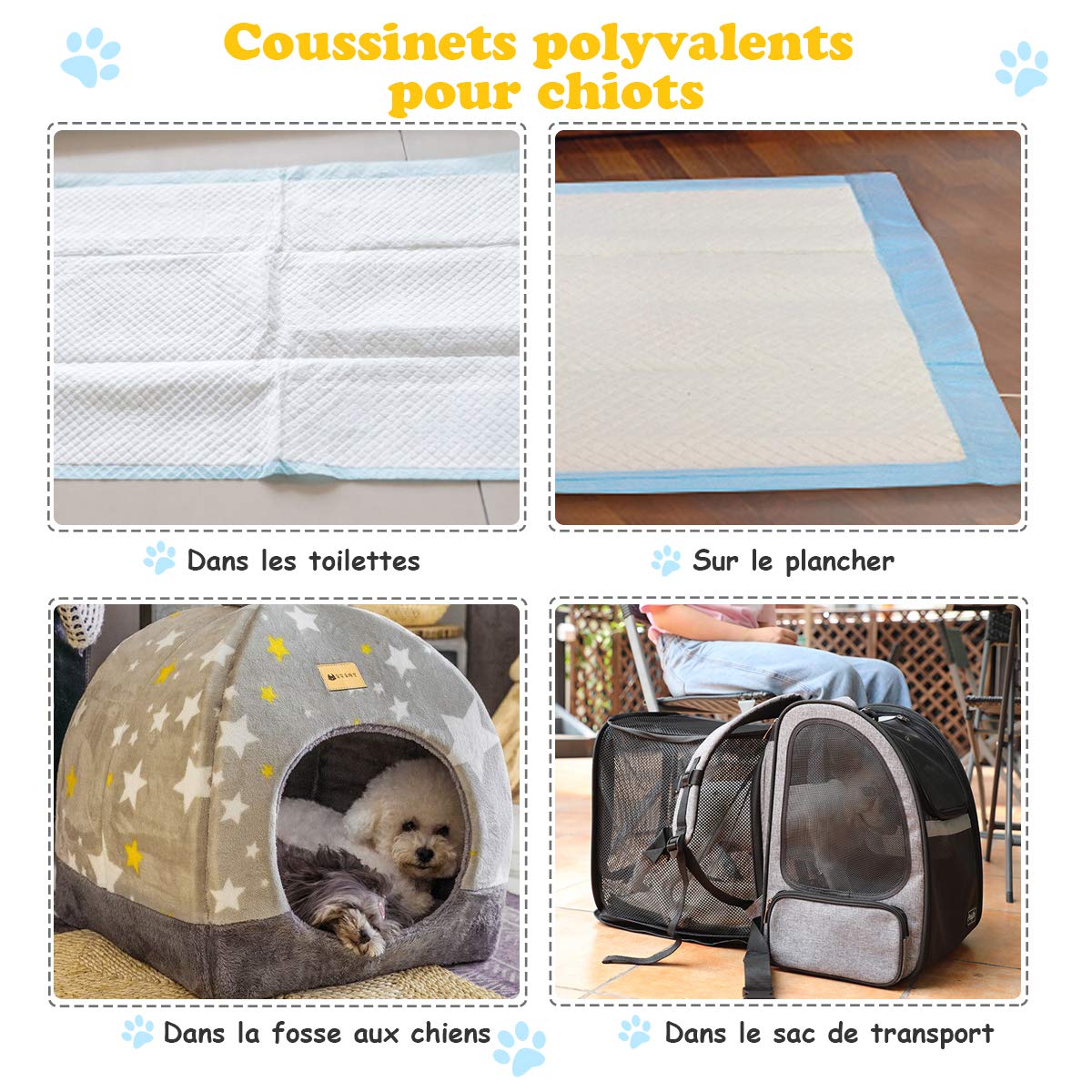 COSTWAY Lot de 150 Tapis Éducateurs pour Chiot, Alaise pour Chien Jetable à 5 Couches, Tapis Hygiénique Absorbant de 60 x 90 CM, Super Absorbants Apprentissage de la Propreté pour Animaux