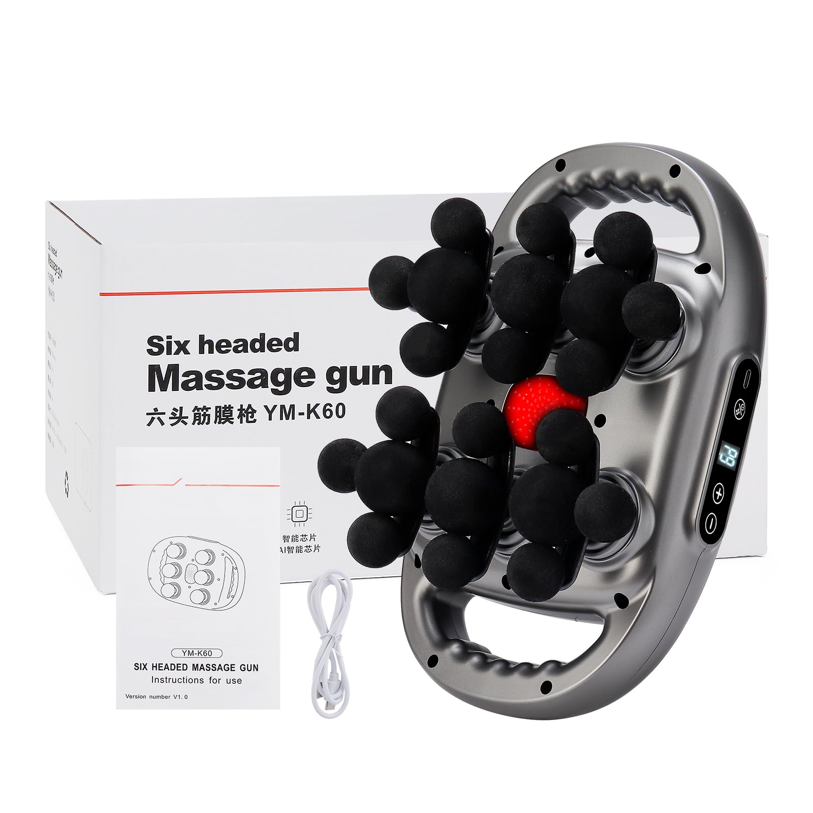 Pistolet de massage à 22 têtes, pistolet de massage pour massage musculaire, avec 9 modes de massage et 9 vitesses réglables, pour douleurs musculaires du dos, des épaules, des jambes, des pieds, du