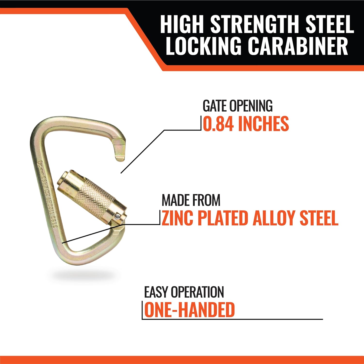 Malta Dynamics Fall Protection Carabiner Clip, High Strength Professional Grade, OSHA/ANSI Compliant