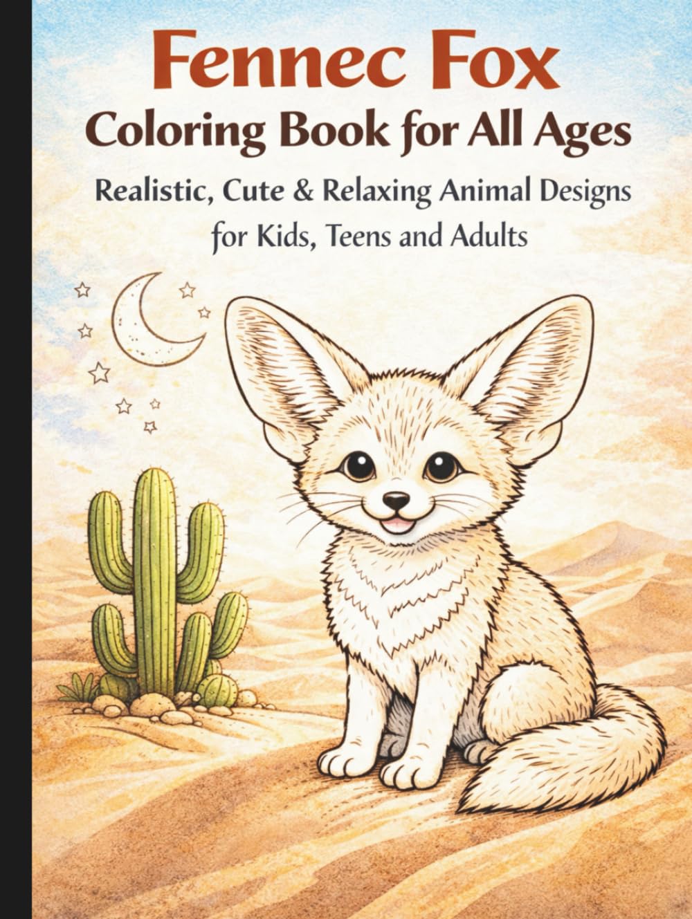 Fennec Fox Coloring Book for All Ages: Realistic, Cute & Relaxing Animal Designs for Kids, Teens and Adults: 50 Detailed and Easy-to-Color Pages ... Creativity, Stress Relief and Fun Learning