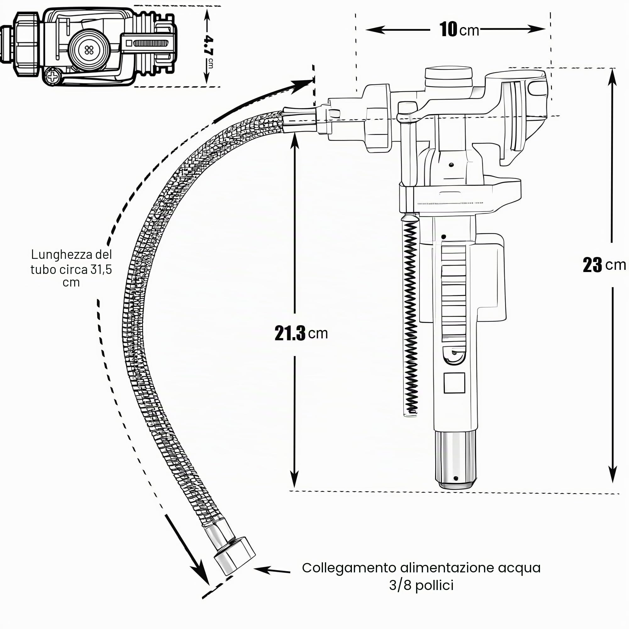 Valvola di riempimento posteriore, vite interna da 3/8", compatibile con Geberit Impuls 383 WC cisterna ingresso posteriore, valvola di riempimento del serbatoio WC