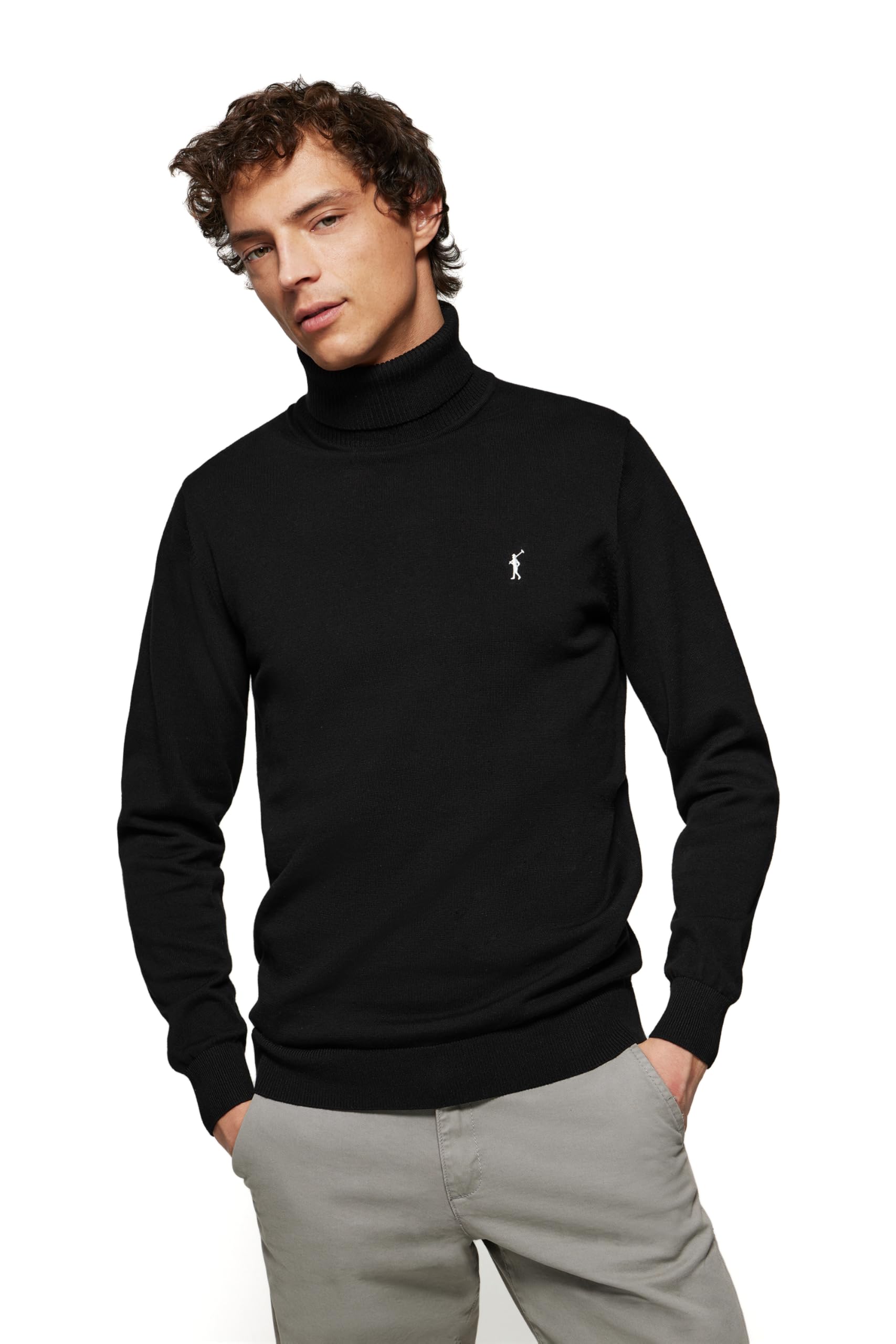 Polo Club Maglione Uomo Collo Alto - Maglioni Manica Lunga - 100% Cotone - Logo Ricamato