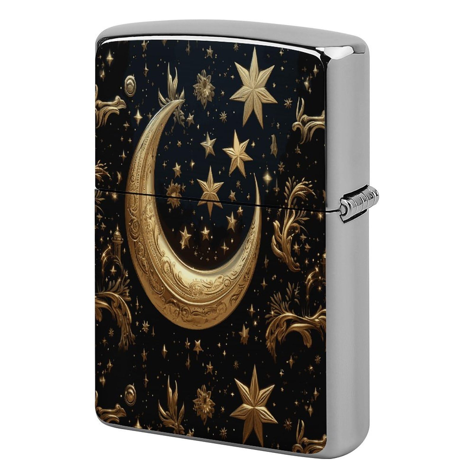Fekiloot Style Golden Stars And Moon Lighter Case Cover Lighter Holder