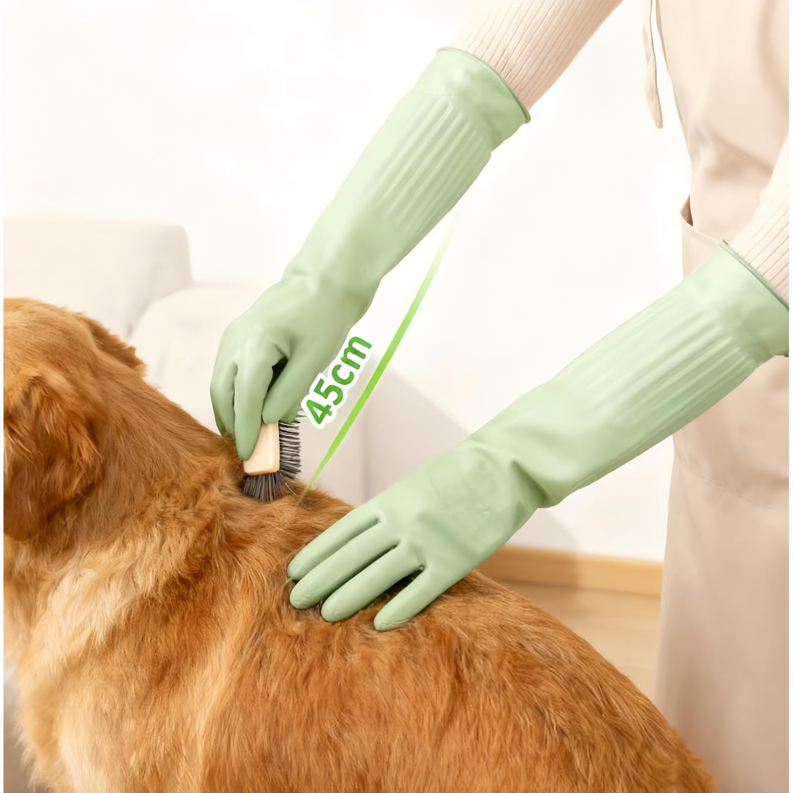 Guantes de goma reutilizables impermeables de 18 pulgadas para limpieza del hogar, guantes de látex antideslizantes de larga duración para hombre (L)