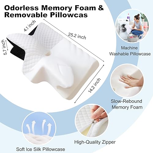 Miniatura 7 de Almohada cervical para aliviar el dolor de cuello, almohadas ergonómicas de espuma viscoelástica, almohada eficaz para aliviar el dolor para el