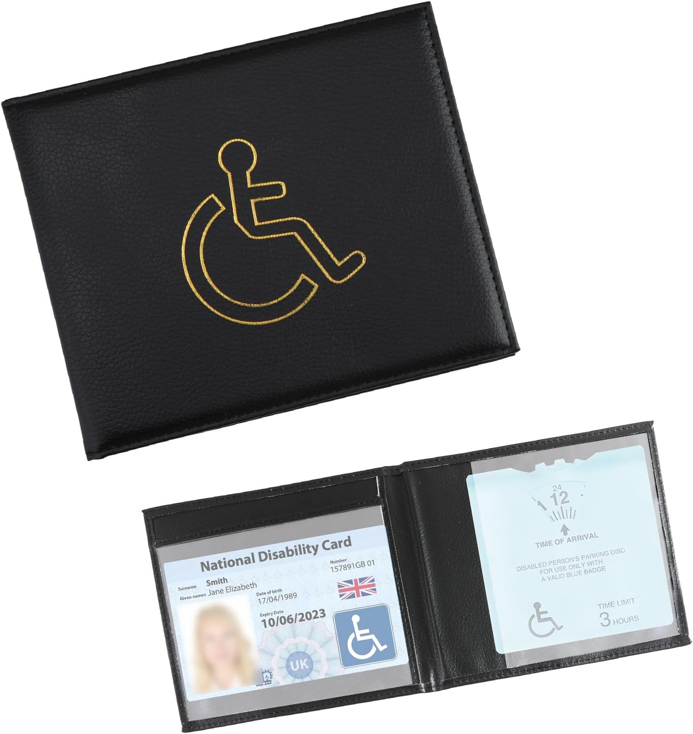 Disabled Badge and Timer Holder PU Leather Wallet for Car Blue Badge