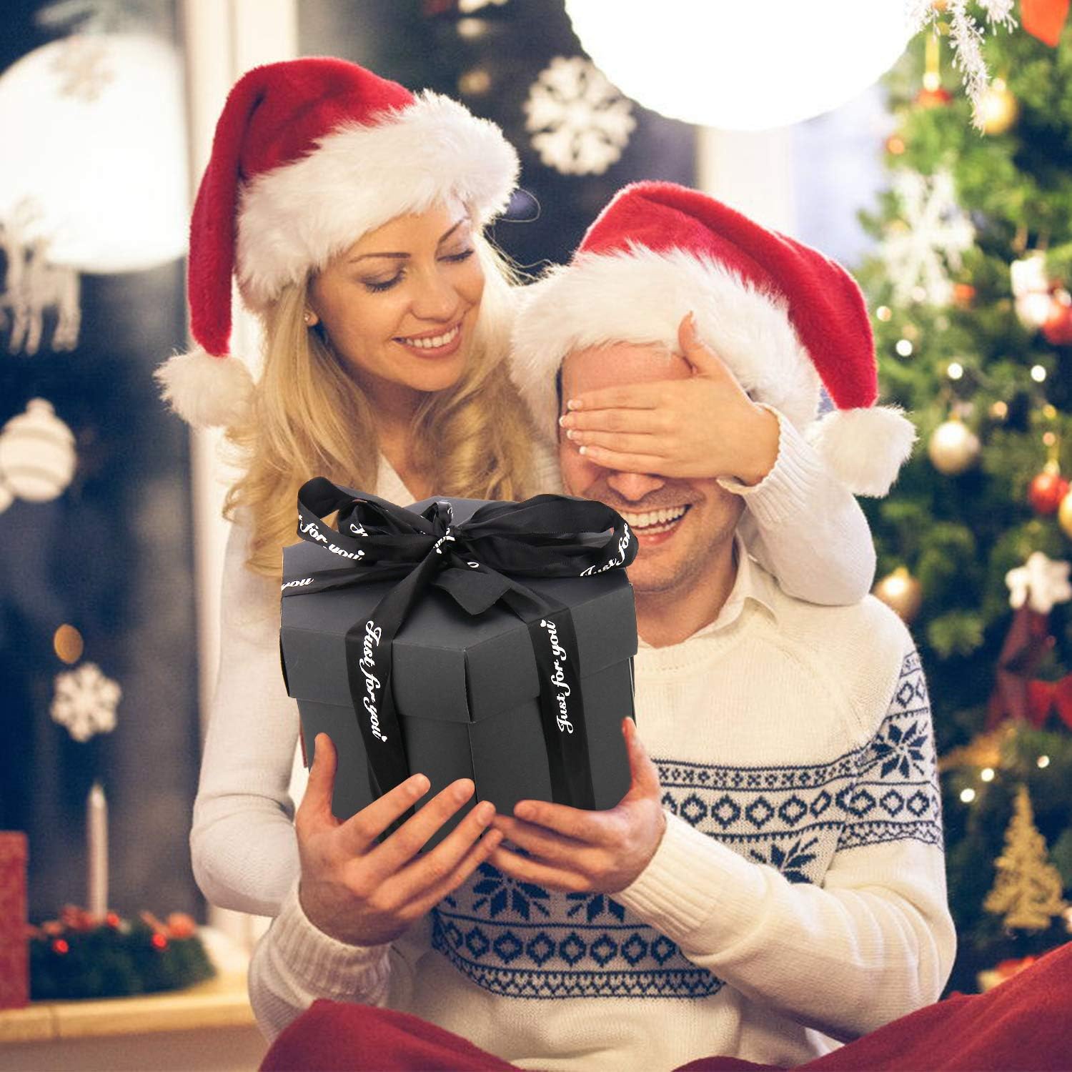 Exploding Box,WERTIOO DIY Explosion Gift Box Surprise Photo Box Handmade Photo Album Scrapbooking with 6 Faces for Wedding Box, Birthday Party,Boyfriend Christmas Gift