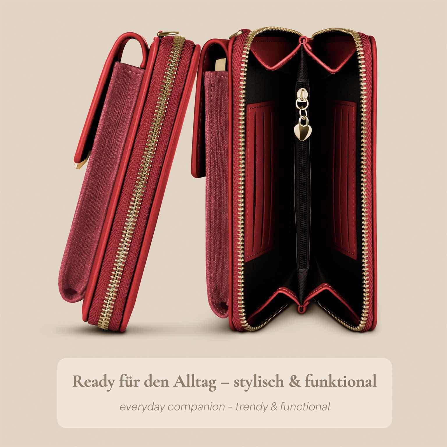 ONEFLOW Bliss Purse do Samsung Galaxy Z Fold 6 etui na telefon komórkowy do zawieszenia damska z portmonetką, torba na ramię z portfelem i kieszenią na telefon komórkowy, mała torebka, czerwona