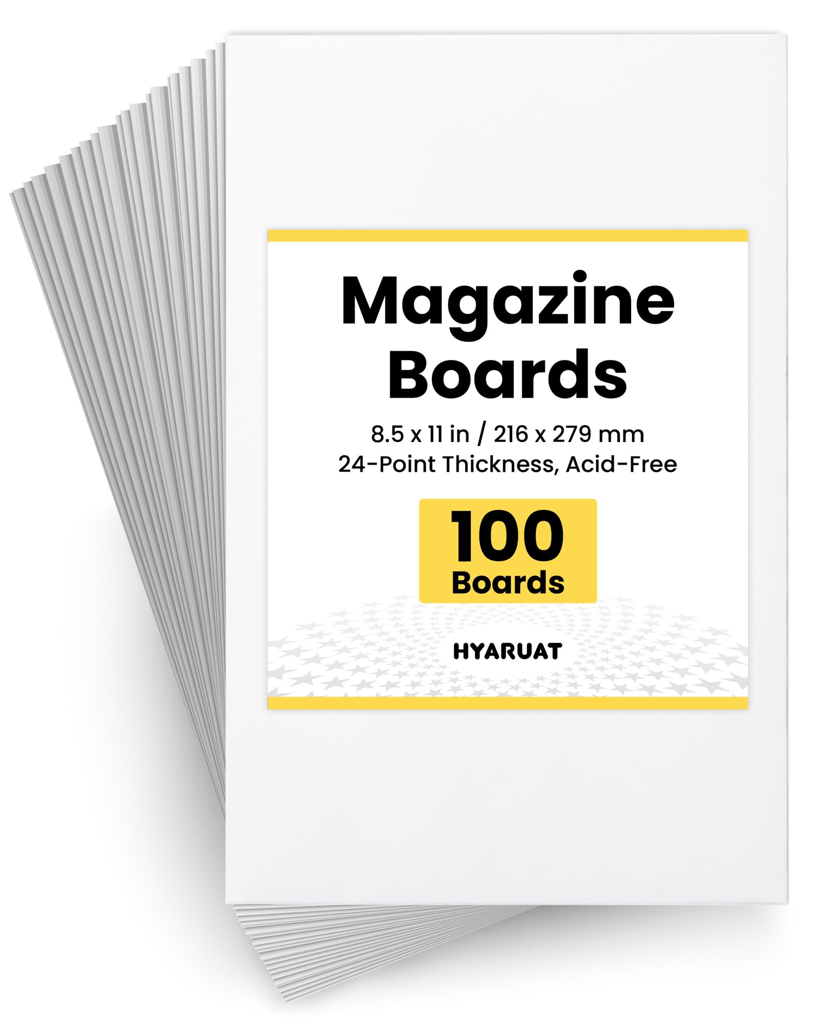 HYARUAT Magazine Boards – 100 Pack, 24pt Acid-Free, 8.5 x 11 Poster Board, Ideal for Magazine Storage & Fabric Organizer