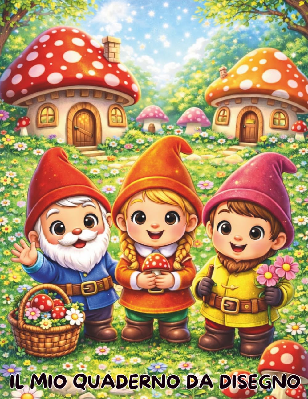 Quaderno da Disegno per Bambini – Gnomi Magici: 120 pagine bianche per disegnare liberamente + immagini da colorare gnomi magici bonus • Libro creativo 4-8 anni (Piccoli Mondi Magici)