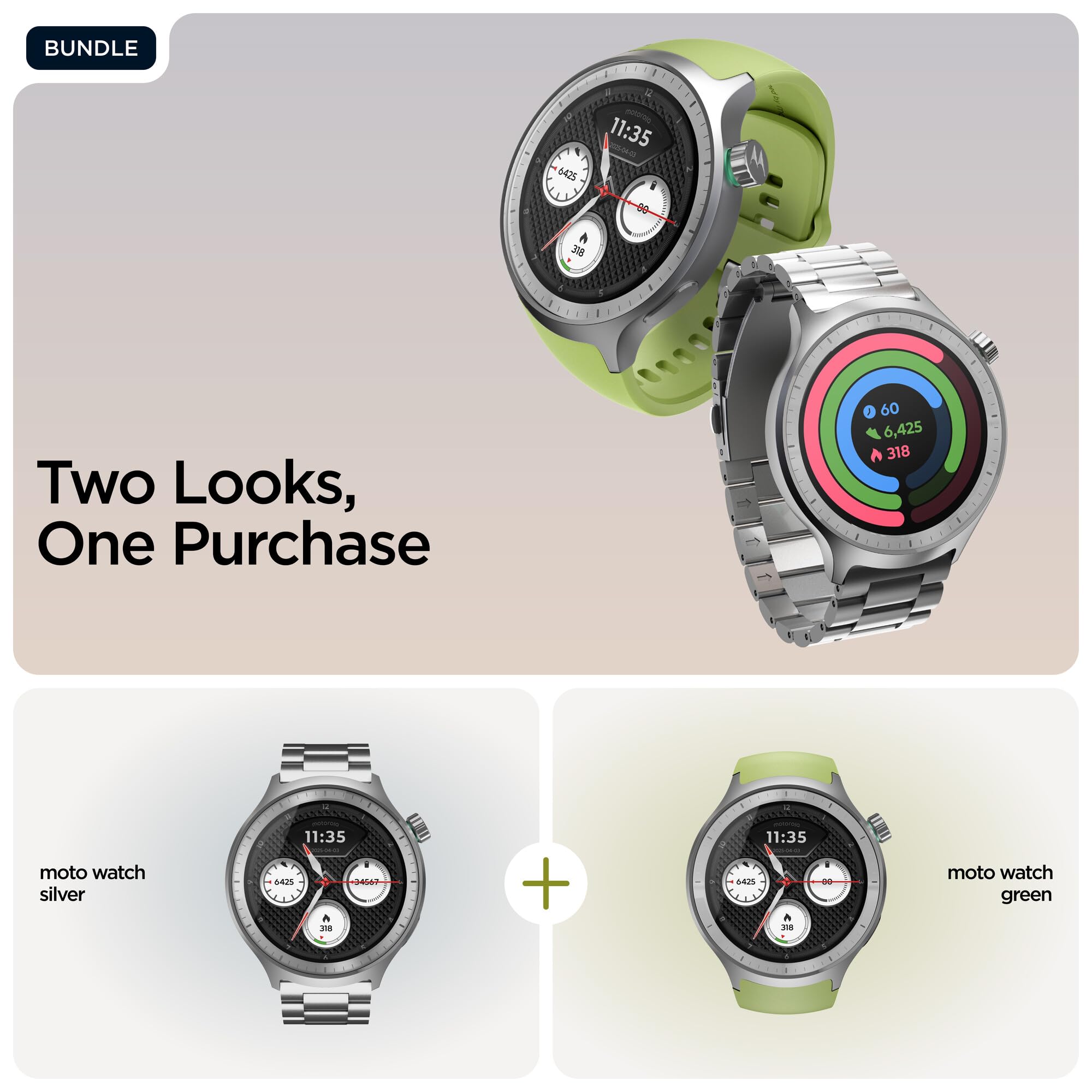Moto Watch Premium Silver + Herbal Garden