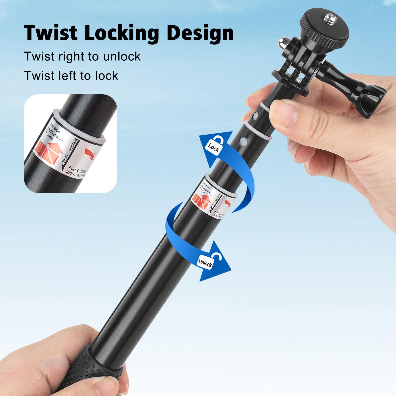 Wiseten Perche à Selfie 94cm avec Trépied pour GoPro Insta 360 X5 X4 X3 | Monopode Télescopique pour DJI Osmo Pocket 4 3 GoPro Hero 13/12/11/10/9/8/Max Caméras d'Action