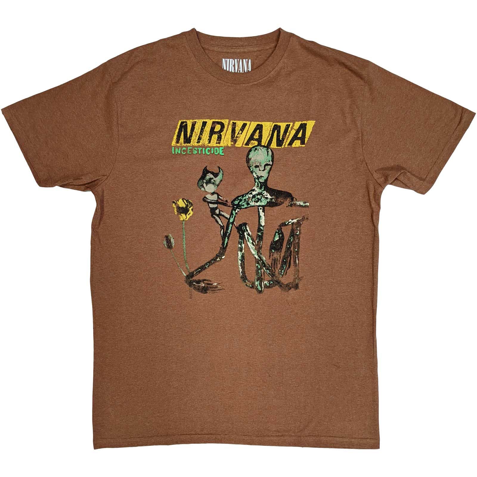 Nirvana T Shirt Incesticide Band Logo Official Unisex Brown M