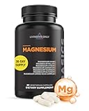 Livingood Daily Magnesium Supplement with Magnesium Glycinate, Citrate, Malate, Oxide, Aspartate, Amino Acid Complex and Chicory Root for Heart Health, Sleep and Muscle Support, 300mg, 60 Capsules