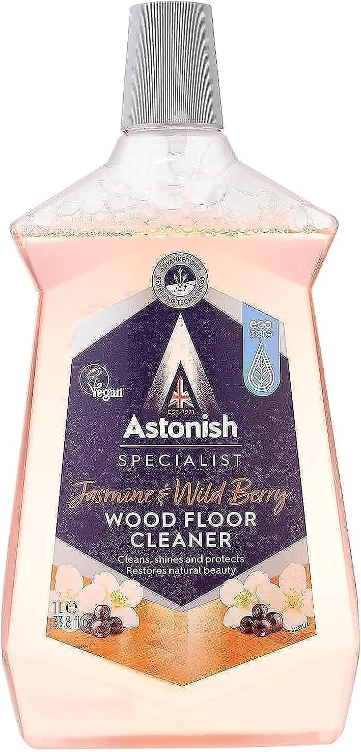 Astonish Specialist Wood Floor Cleaner Jasmine & Wild Berry, 1L | Cleans, Shines, Protects and Restores Natural Beauty
