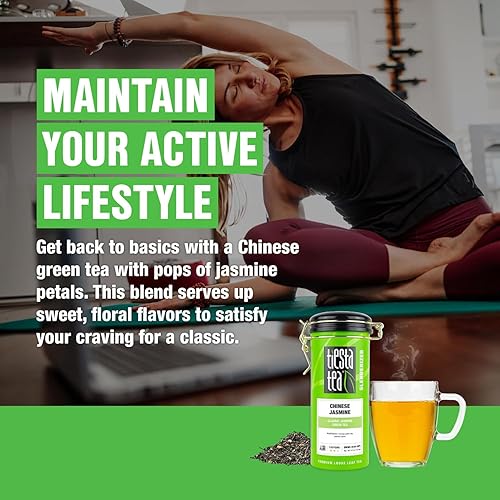 Miniatura 4 de Tiesta Tea - Jazmín chino té verde clásico de jazmín de hojas sueltas cafeína media té caliente y helado lata de 5 onzas 50 tazas natural soporte