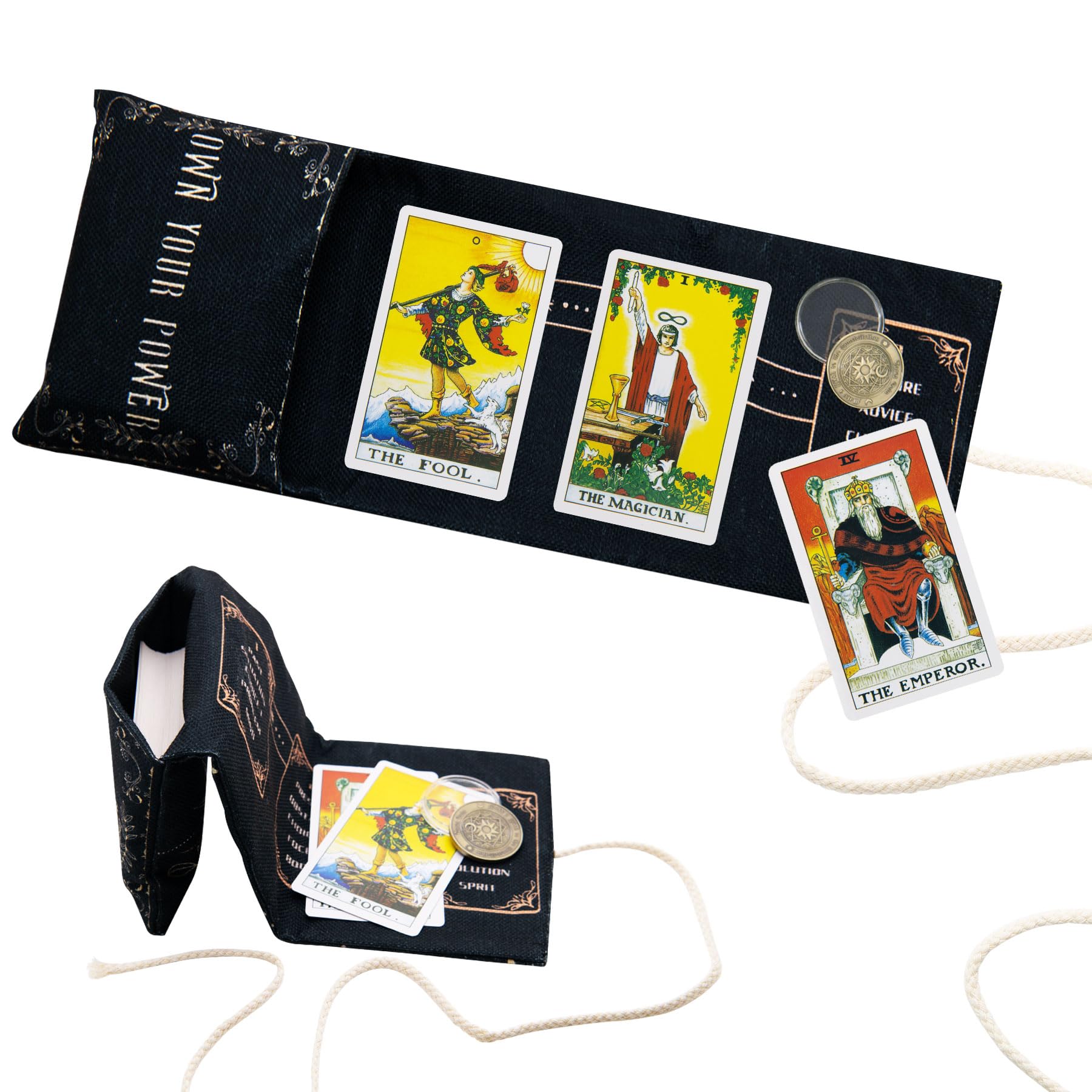 Knana 2Pcs Tarot Card Holder - Linen Tarot Deck Mat with Layout Pattern, Large Tarot Card Storage, Tarot Accessories (Snake)