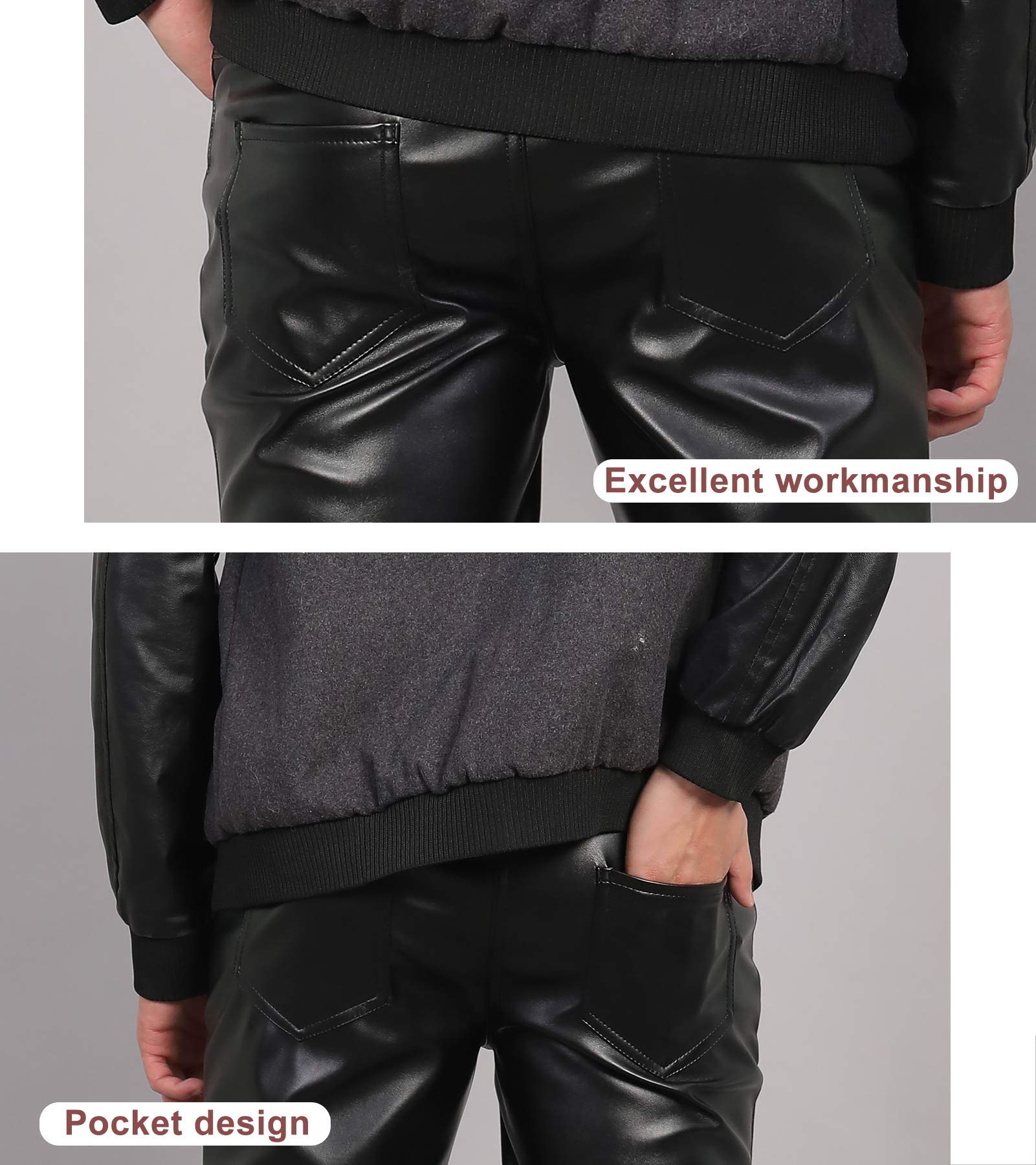 Panegy Herren Kunstleder Hosen Slim Fit Lange Hosen Stretch Enge Bleistift Hose für Nachtclub Bühnenshow Kostüm Cosplay