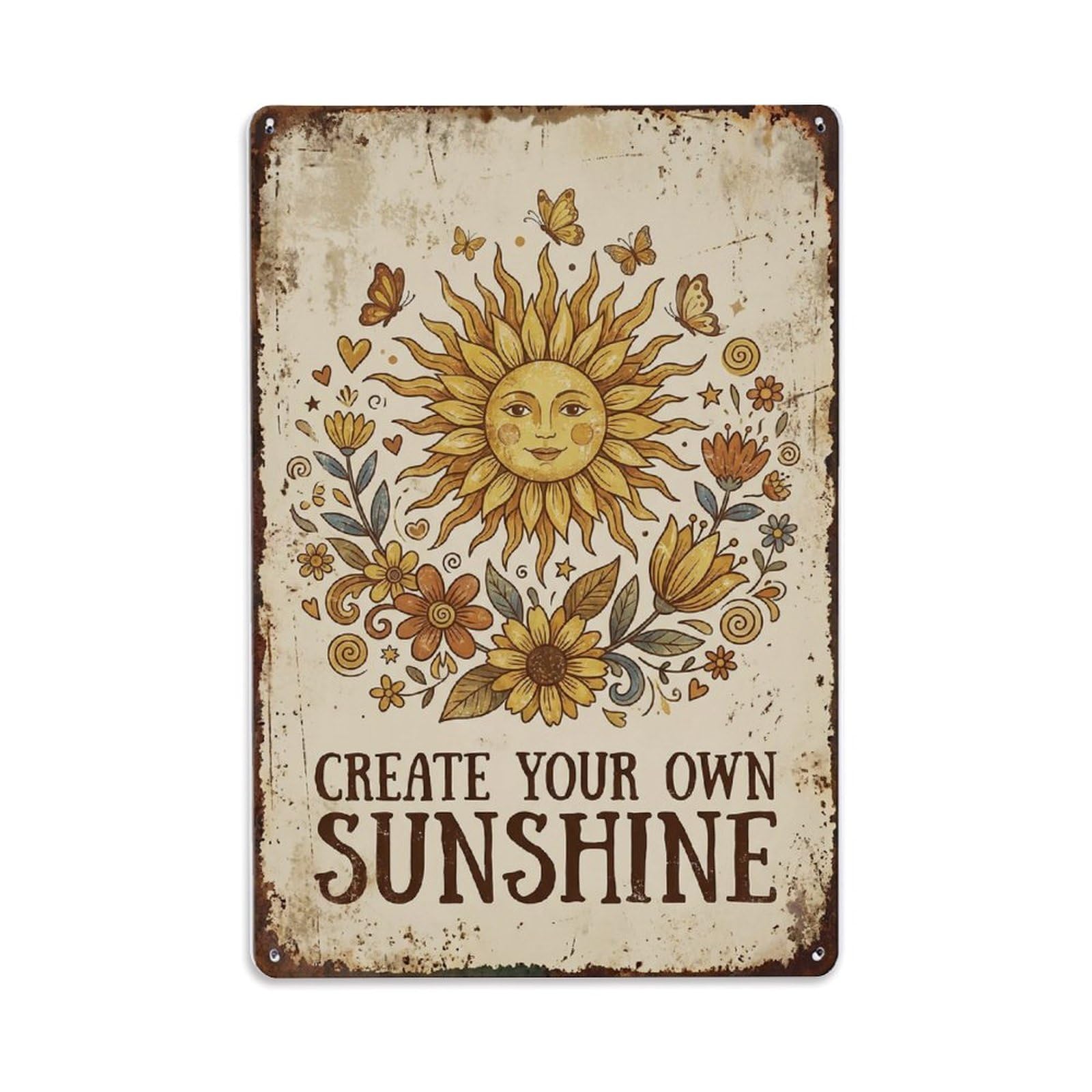 Fqnyr Style Create Own Sunshine Bright Day Metal Tin Sign Plaque Wall Decor For Cafe, Club Bar, Office, Home Garden Metal Poster 8X12inch