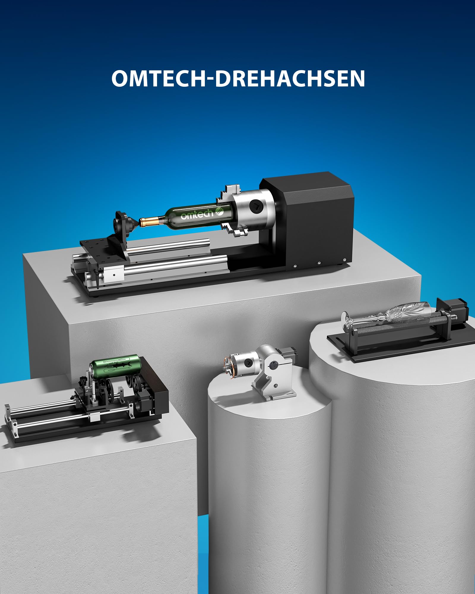 OMTech Laser Rotary Axis KP58 3-Backenfutter 2-Phasen-Schrittmotor für CO2-Lasergraviermaschine 50W-130W