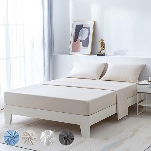 PY HOME & SPORTS Juego de sábanas de cama tamaño Queen blanco ultra suave 4 piezas ropa de cama de microfibra de lujo con bolsillos profundos de 16in