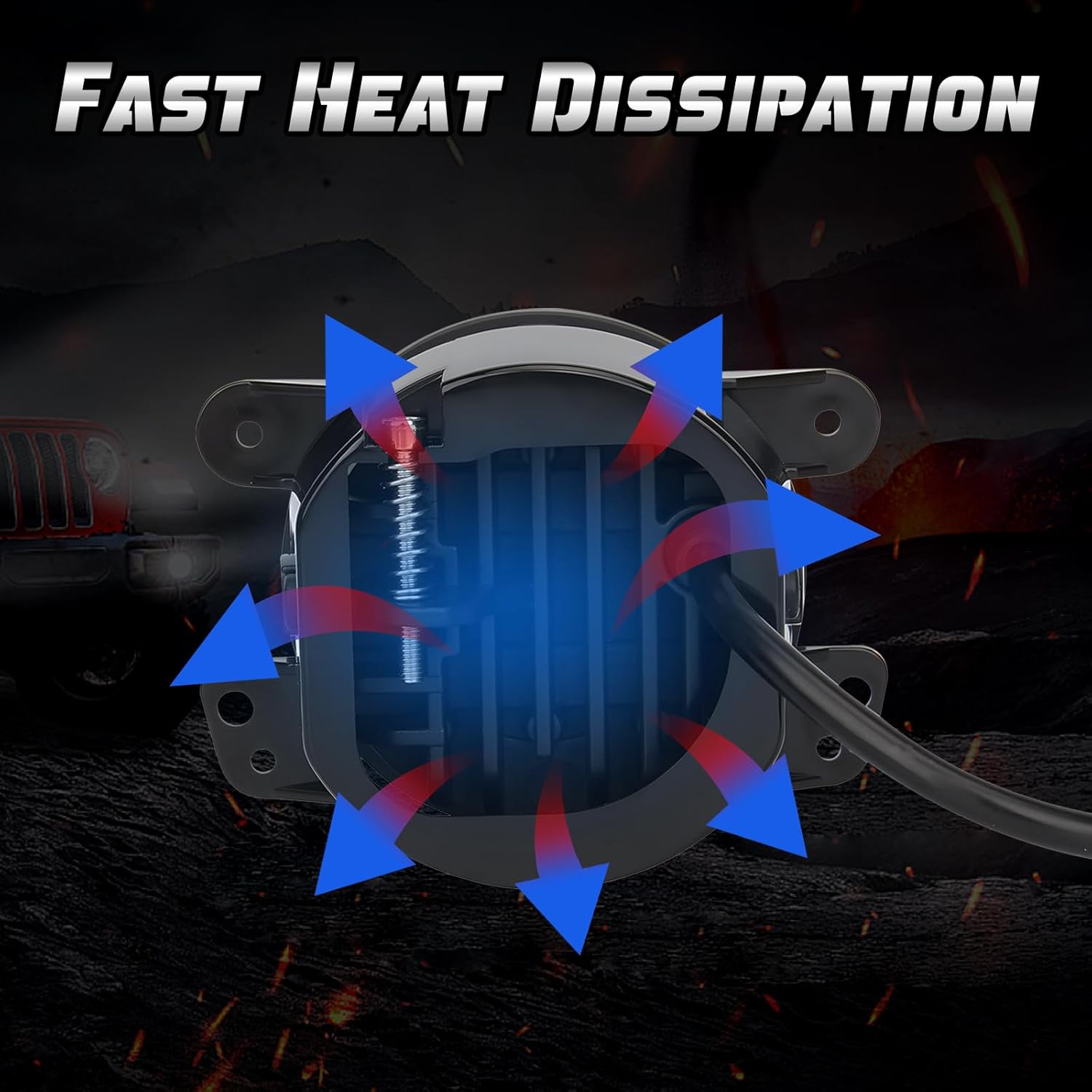 OPP ULITE JK Led Fog Lights White Yellow for Jeep Wrangler JK Unlimited JKU 1997-2017, 60W Plug And Play 4inch Led Work Driving Light, 2pc Pack