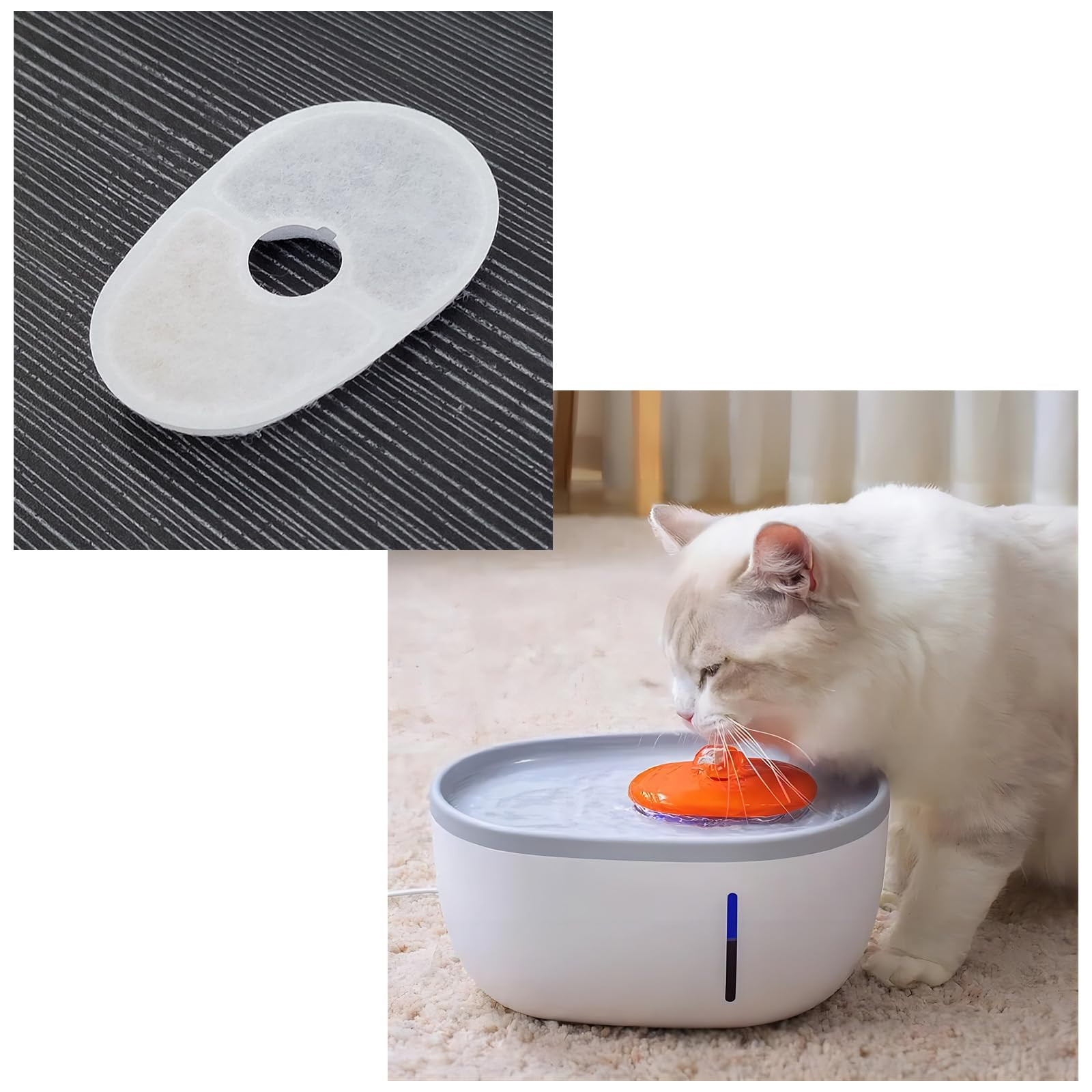 Amazon.com : Auto-plaza 8 Sets Pet Fountain Water Filters w/Filter Sponge  Compatible with Avocado Water Fountain Replacement Filters for Cat Dog  Small Animal Water Dispenser Filters, White : Pet Supplies