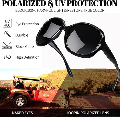 Miniatura 4 de Joopin Lentes de sol polarizados para mujer, de gran tamaño, de gran tamaño, para conducir, con protección UV, lentes de sol grandes