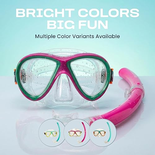 Vista 3 de Guppy Kids Snorkel Combo - Mask and Snorkel Set Ages 4+, Swimming Goggles Tempered Glass Lens, Snorkel mask Quick-Release Buckle Verde