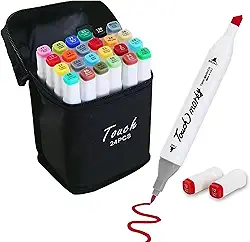 Conjunto de Canetas Marcador Permanente Canetinhas para Colorir Touch com Ponta Dupla Desenhos Profissional e Escolar com Duas Pontas Hidrográficas com Estojo para Transporte Colorir 24