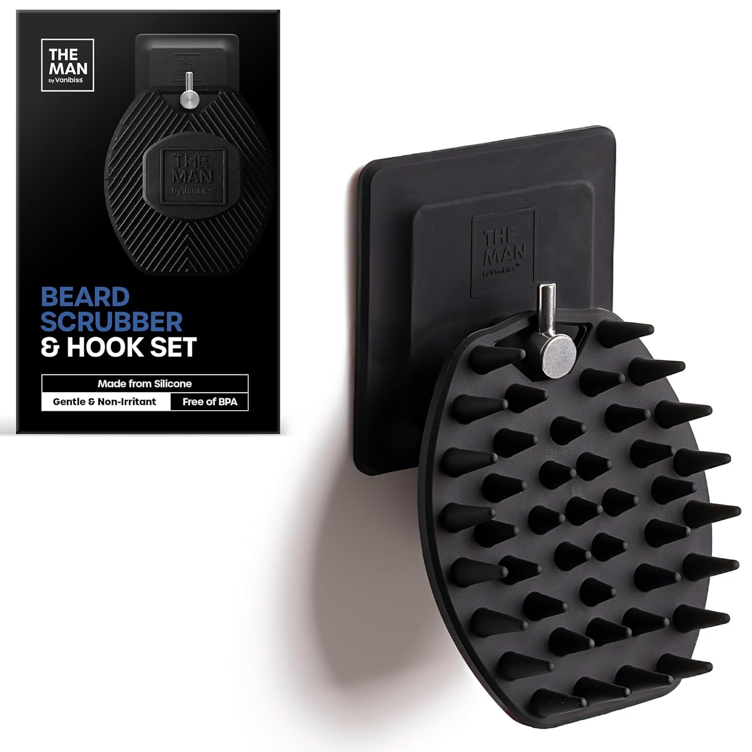 The Man Silicone Beard Scrubber for Men - Beard Cleansing Brush & Exfoliator for Men, Removes Beardruff & Deep Cleans, Beard Washing Brush & Growth Accessories (1 Pack)