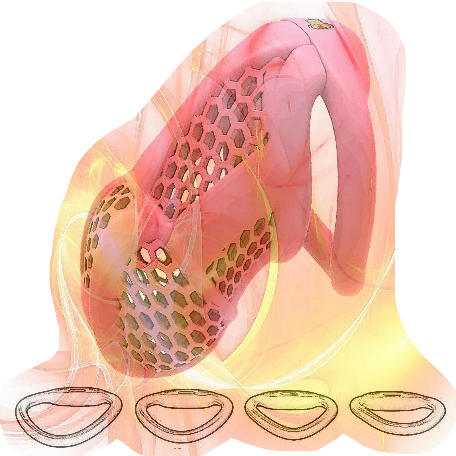 Mens Lightweight Honeycomb Protective Cage, Male Special Cage with 4 Sizes Rings -USHA13a (Pink, Standard) Standard Pink