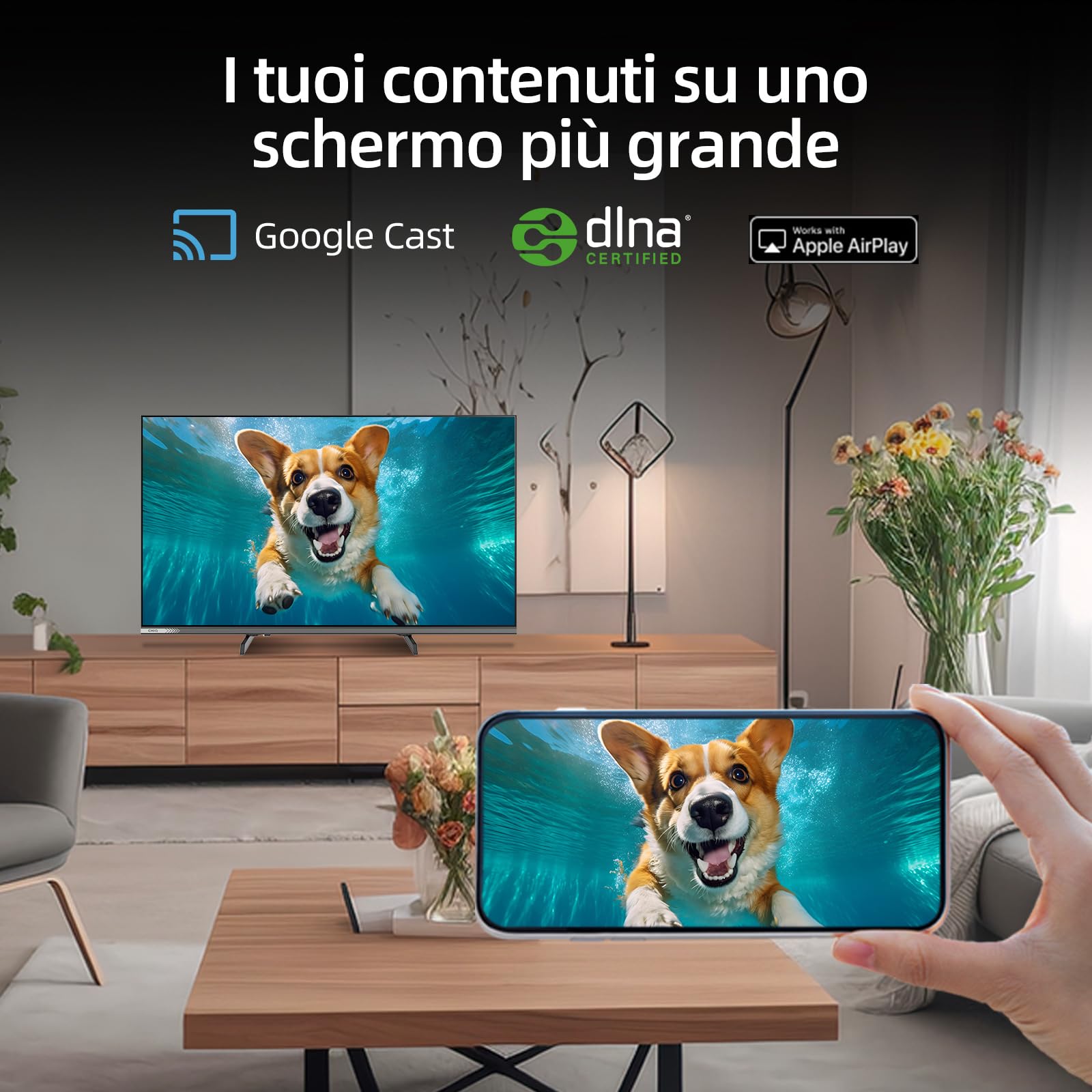 CHiQ 32QA10 32 Pollici QLED Full HD Smart TV HDR10, Dolby Audio, HEVC Main 10, Chromecast Integrato Triplo Tuner (DVB-C/T/T2/S/S2), Nuovo Modello