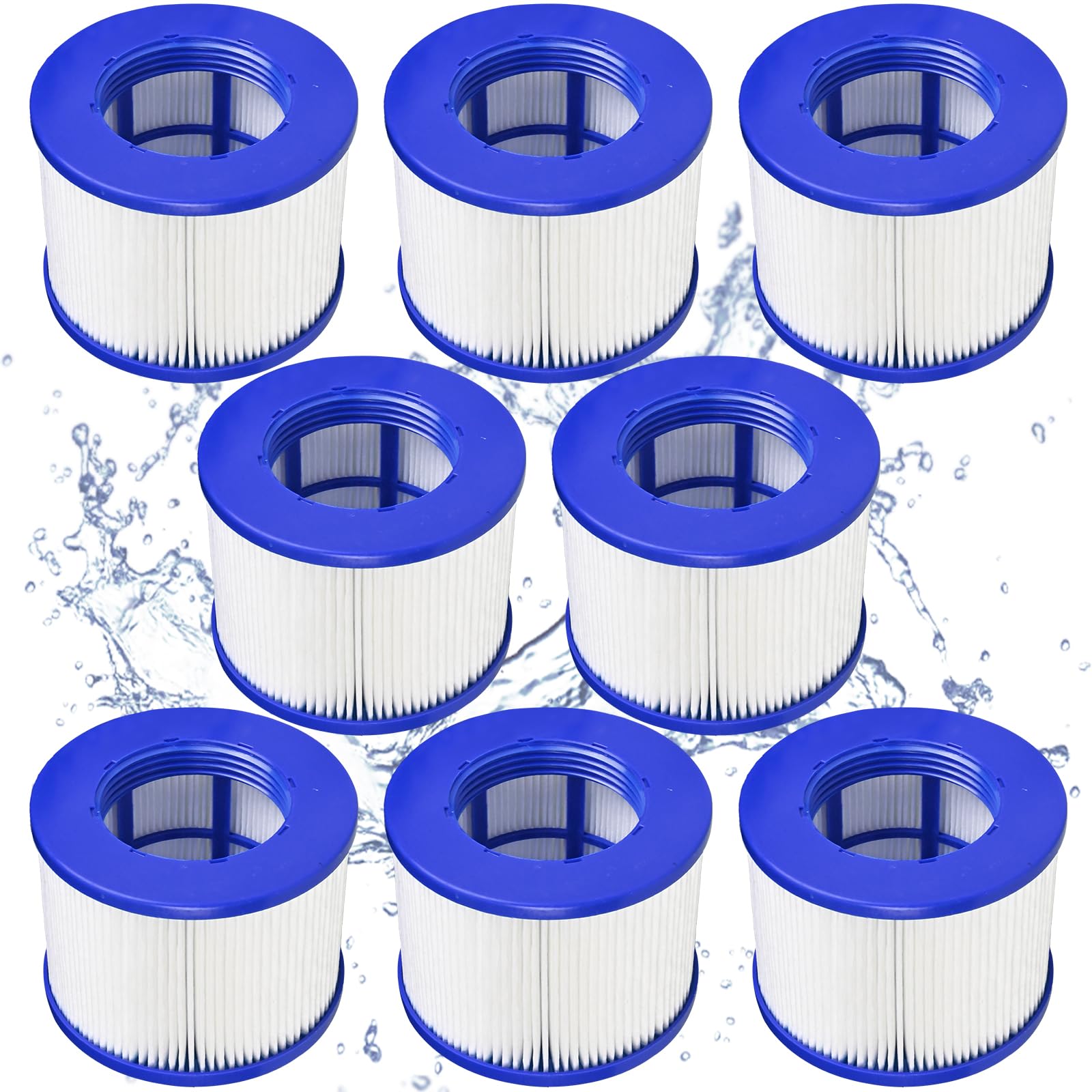 SLSM Screw-in Hot Tub Filter Cartridges Replacement for All RELXTIME, ALEKO, Wejoy, Aquaspa Spa,Clever Spa Filter,Threaded Filter for Inflatable Hot Tubs & Massage Pools (8 Pack)