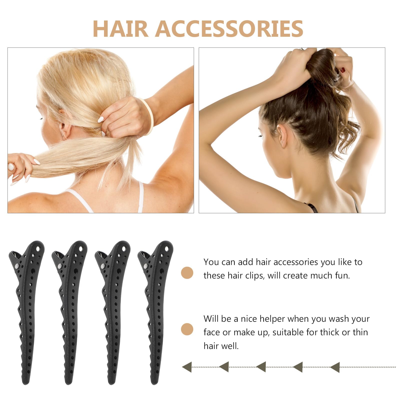 minkissy 6Pcs Metal Duckbill Hair Clips - 10cm Bill Hairpins Sectioning Clips with Holes Haircut Billed Hair Clips Duckbill Hair Clips for Salon Barber (Black) - Image 3
