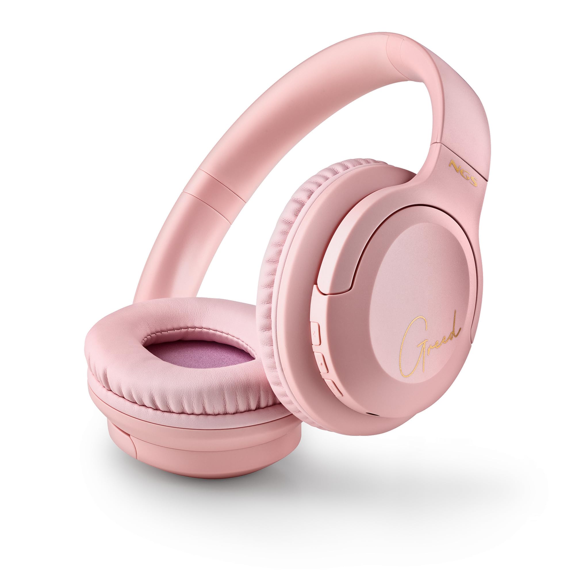 NGS Artica Greed Pink - Casque Supra-aural sans Fil, Compatible avec la Technologie Bluetooth, Léger et Pliable, Microphone Intégré, Batterie 40h, Couleur Rose