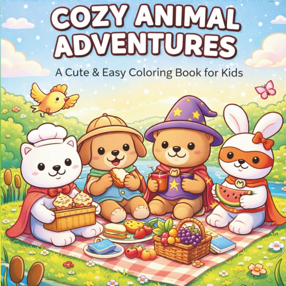 Cozy Animal Adventures: A Cute & Easy Coloring Book for Kids | Sweet Outdoor Scenes and Adorable Animal Friends (Cozy Animal Series)