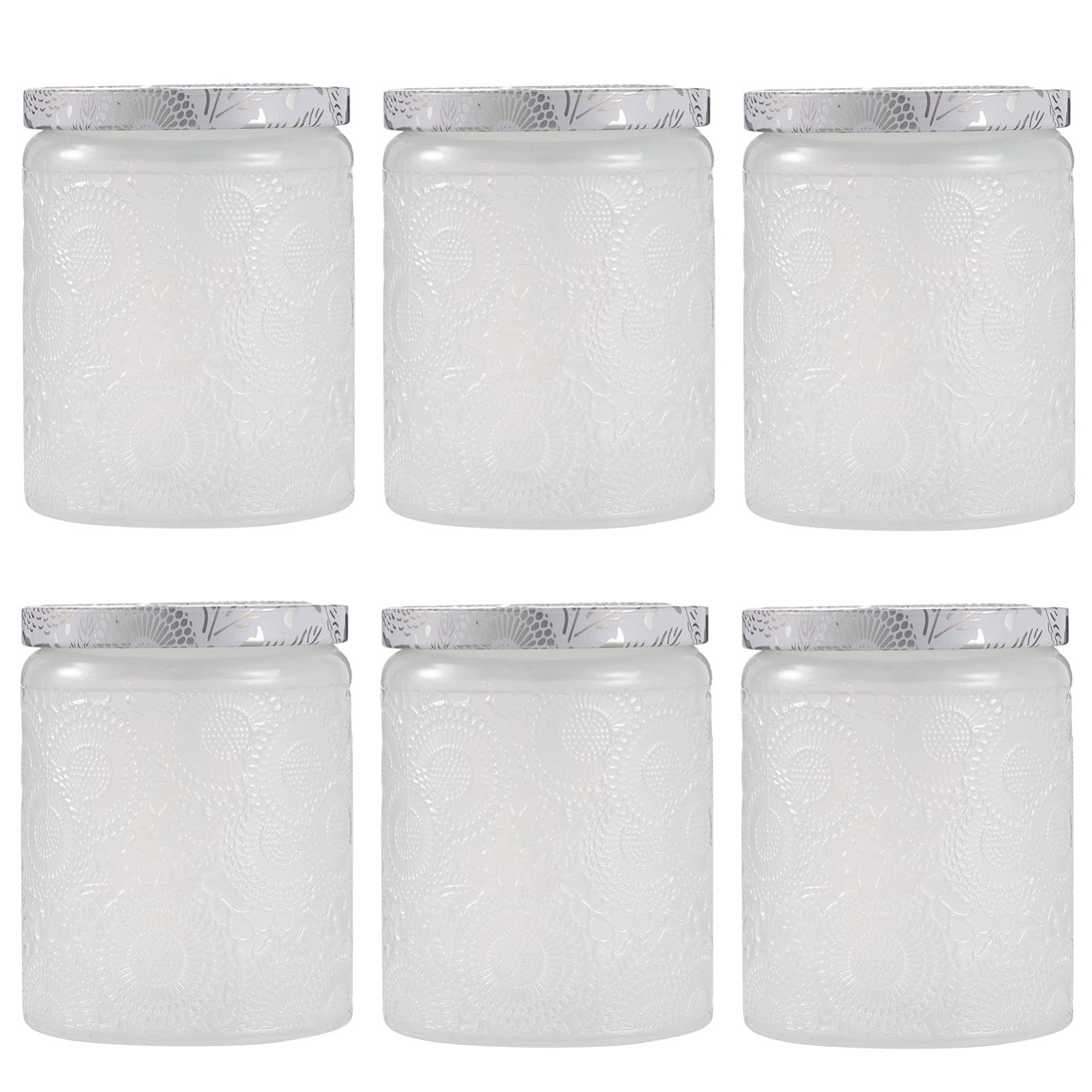 NUOBESTY Samodzielnie wykonany kubek na świece, 6 sztuk, średnia, biała porcelana, odporne na wysokie temperatury, tłoczone, do produkcji świec, przechowywania, salonu, biura