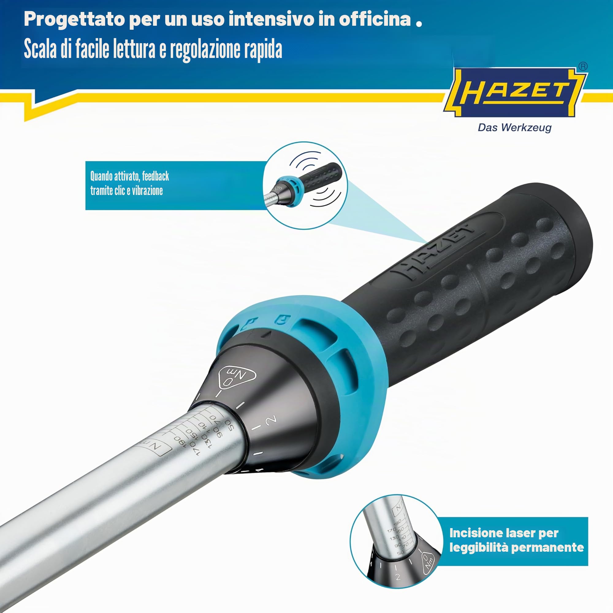 Hazet 5122-2Ct Chiave Dinamometrica Con Leva A Cricchetto Reversibile, Multicolore, Attacco Quadro, Massiccio, 12.5 mm 1/2 di Pollice