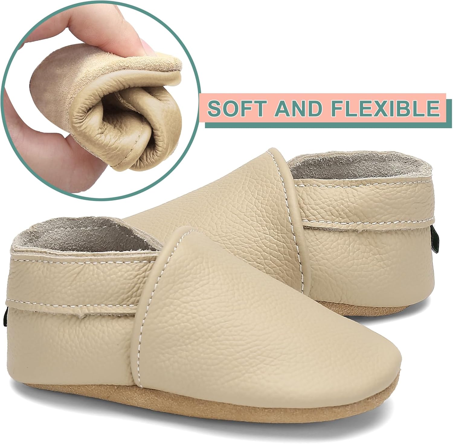 Genuine Leather Baby Booties Soft Sole Toddler Walking Shoes Flexible&Breathable Baby Slippers for First Walkers Boys Girls - Image 5