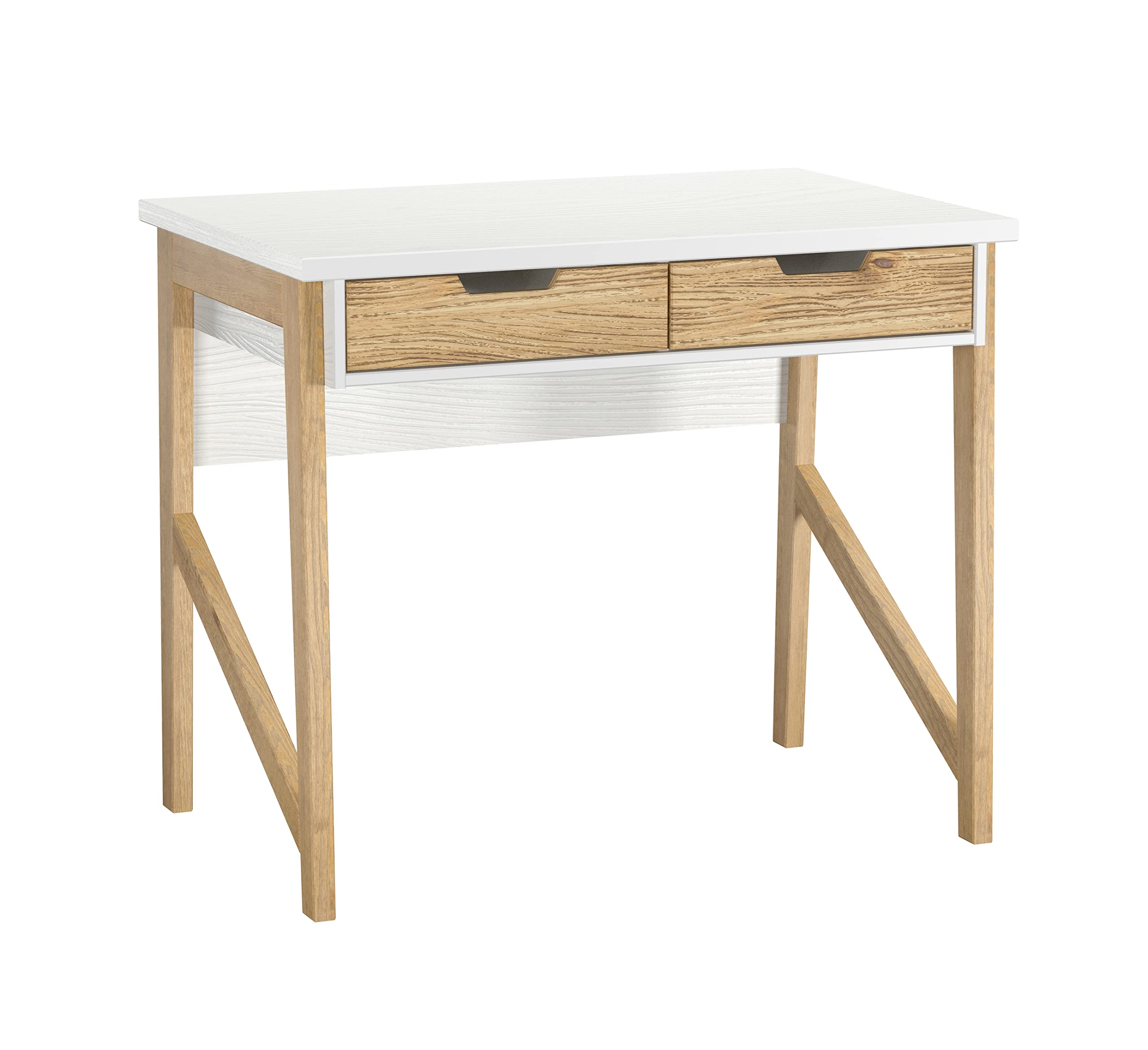 Solid Wood Desk with 2 Drawers, Home Office - Home Wood Furniture