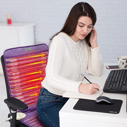 Miniatura 11 de UTK Almohadillas térmicas de infrarrojos lejanos para espalda, 5 veces alivio del dolor, almohadilla térmica de amatista para ciática, cintura