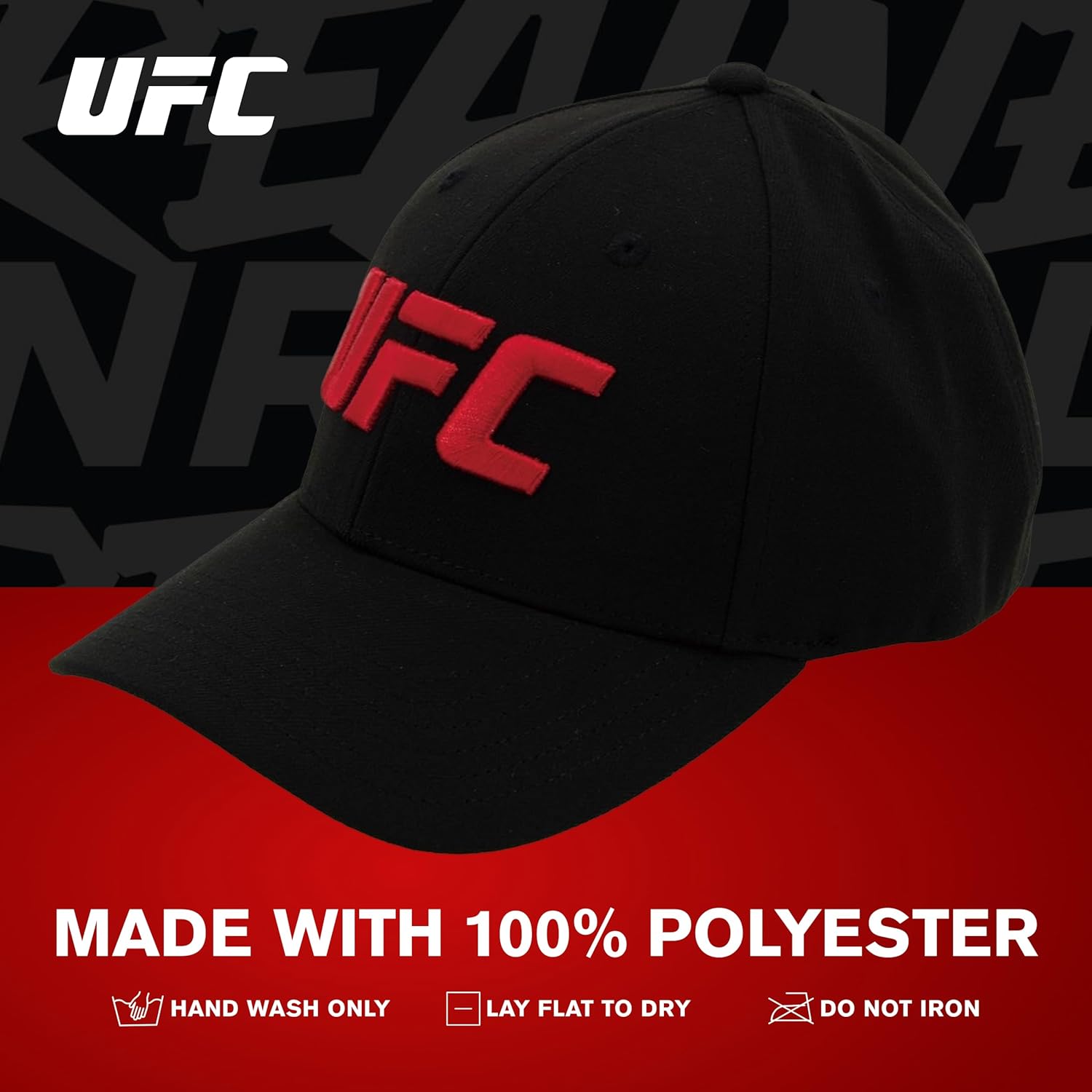 Concept One Unisex Adult UFC Baseball Hat, 6 Panel Adult Flex Fit Active Sport Cap with Curved Brim