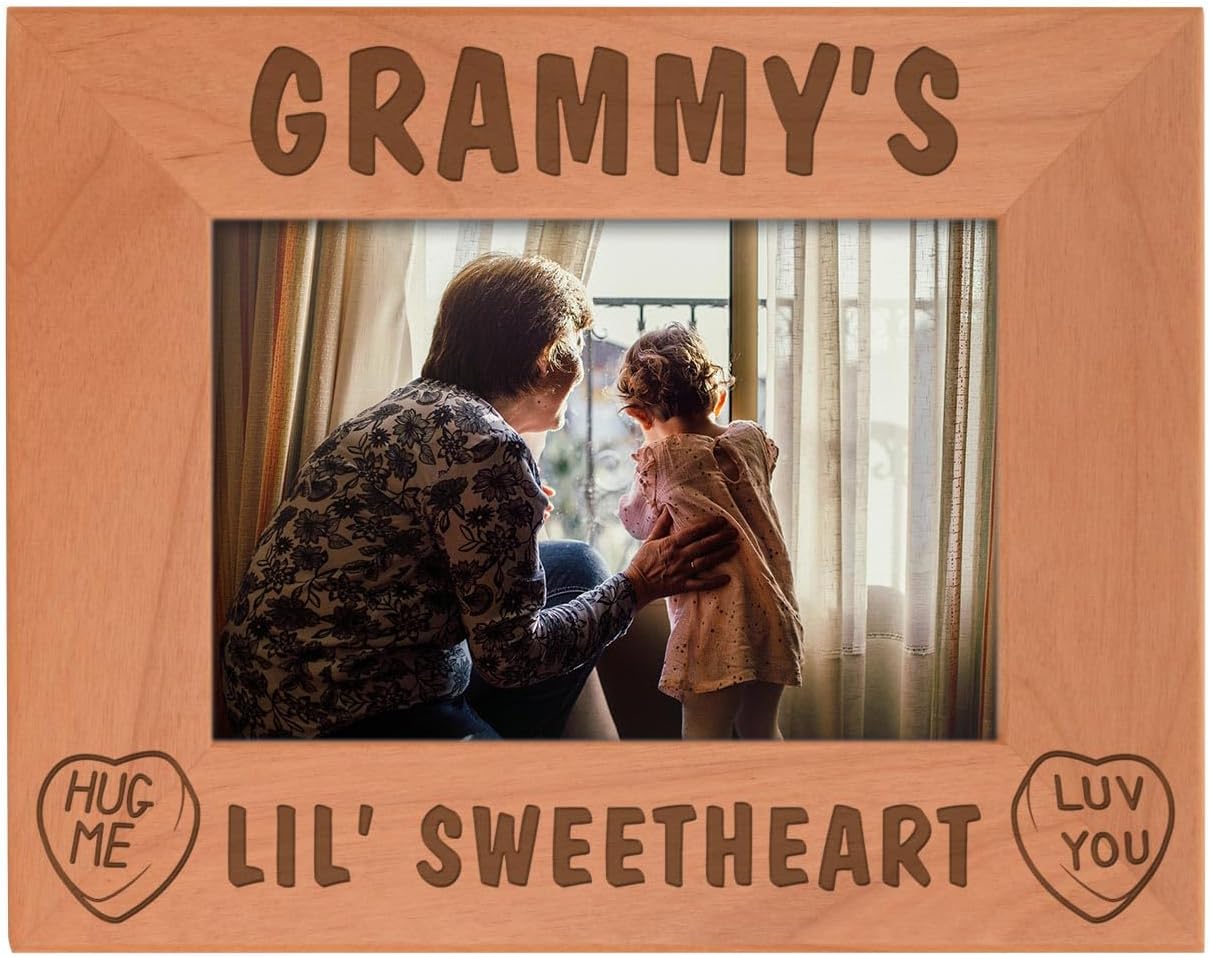 Personalized Gifts Grammy's Lil Sweetheart Baby Granddaughter Natural Wood Engraved 4x6 Landscape Picture Frame Wood