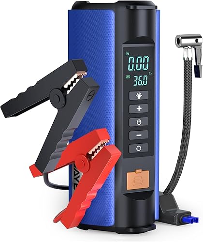 Arrancador portátil para automóvil con compresor de aire, batería de arranque de 2000 A 12 V con inflador de neumáticos de 150 PSI, motores de