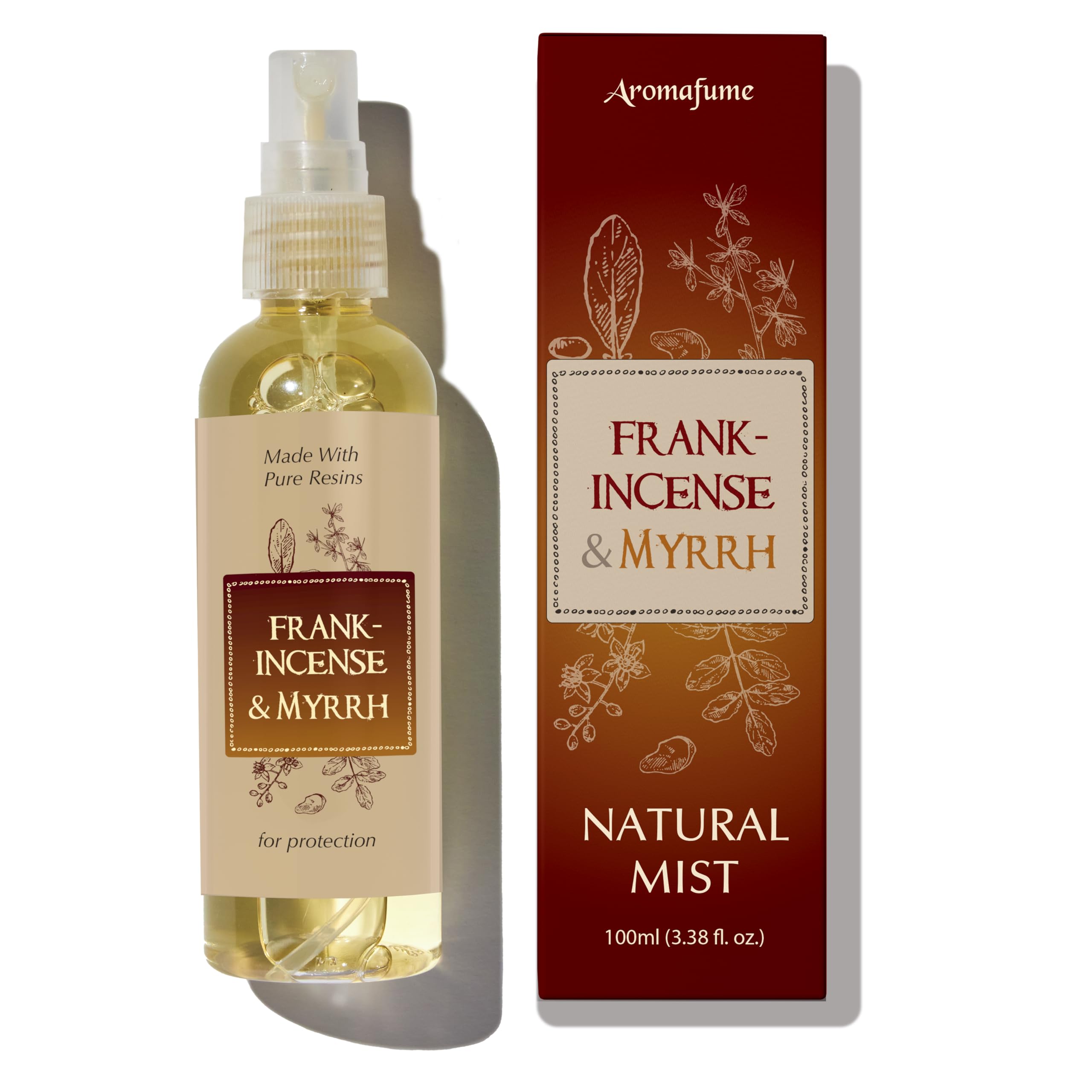 Aromafume Frankincense & Myrrh Mist Spray | 100 ml / 3.3oz | Ideal for deep relaxation, spirituality & rituals | Made with Pure Resin from Somalia | Non-alcoholic, non-toxic & vegan