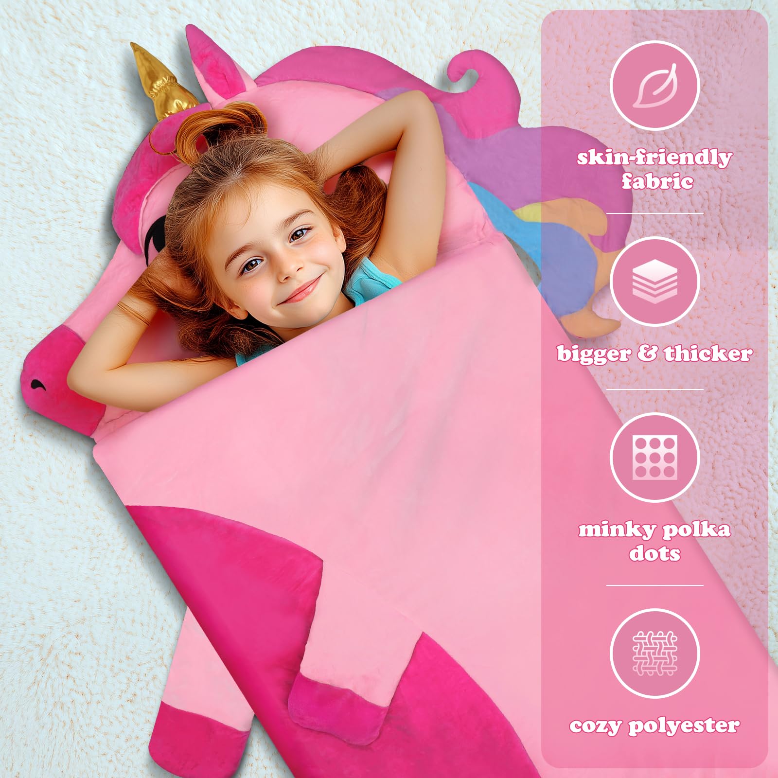Decalsweet Schlafsack Kinder Doppelter Reißverschluss Warm, 170×70cm