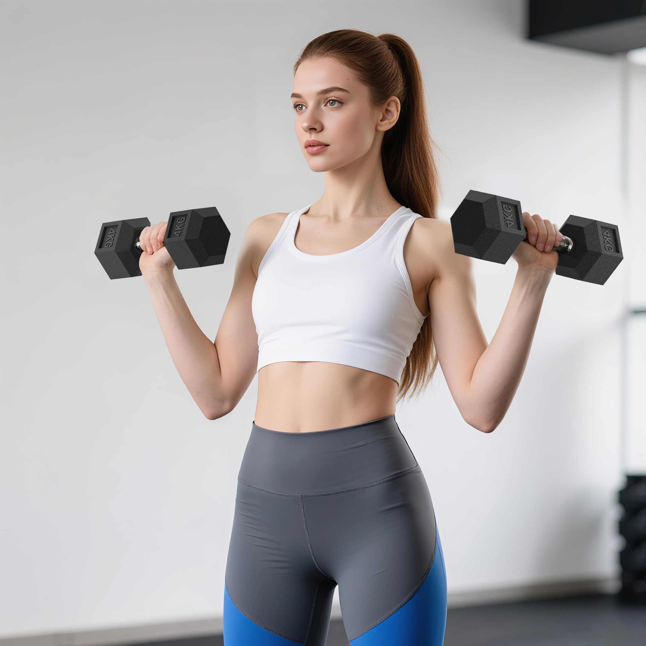 HOMCOM Zestaw krótkich hantli, zestaw hantli fitness, dla mężczyzn i kobiet, trening mięśni i podnoszenie ciężarów - metal z czarnej gumy